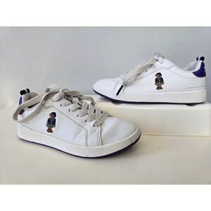 Polo Ralph Lauren Bear Sneakers Kids Size 11 White Purple Preppy Vibes